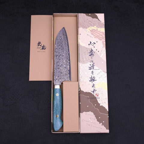 Santoku SG-2 Damast Grüner Türkis Griff 170mm-[Musashi]-[Japan-Küchenmesser]
