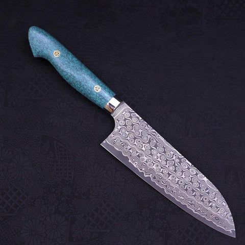 Santoku SG-2 Damast Grüner Türkis Griff 170mm-[Musashi]-[Japan-Küchenmesser]
