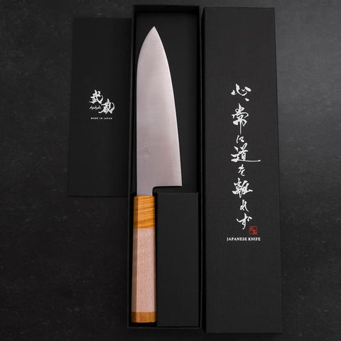 Santoku SG-2 Poliert Gelber Ahornholz Griff 180mm-[Musashi]-[Japan-Küchenmesser]