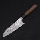 Santoku SG-2 Schwarzer Damast Büffelhorn und Walnussholz Griff 165mm-[Musashi]-[Japan-Küchenmesser]