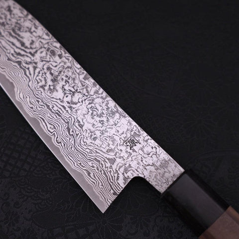 Santoku SG-2 Schwarzer Damast Büffelhorn und Walnussholz Griff 165mm-[Musashi]-[Japan-Küchenmesser]