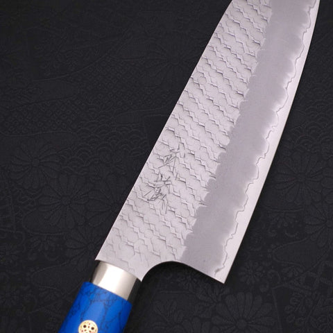 Santoku SG-2 Tsuchime Blauer Türkis Griff 170mm-[Musashi]-[Japan-Küchenmesser]