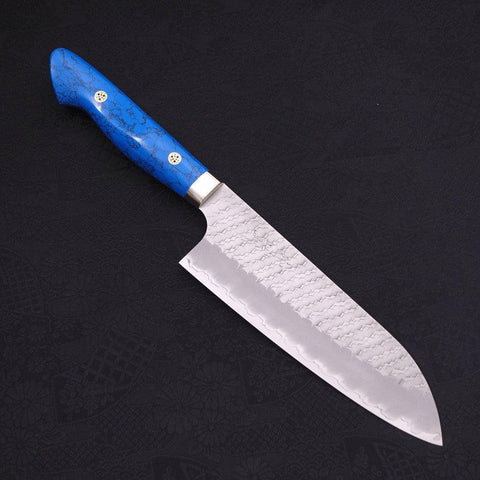 Santoku SG-2 Tsuchime Blauer Türkis Griff 170mm-[Musashi]-[Japan-Küchenmesser]