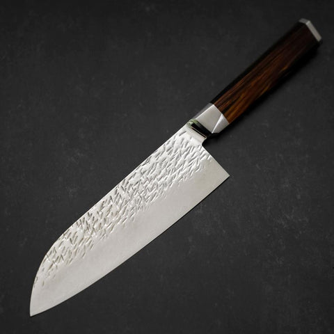 Santoku SG-2 Tsuchime Damast Oktogonaler Mahagoni Griff 180mm-[Musashi]-[Japan-Küchenmesser]