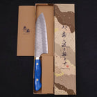 Santoku SG-2 Tsuchime Turquoise Blue Handle 170mm-[Musashi]-[Japan-Küchenmesser]