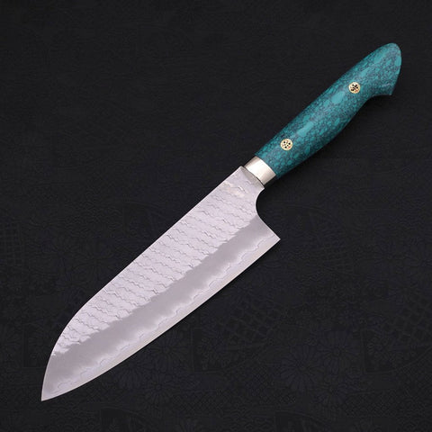 Santoku SG-2 Tsuchime Turquoise Green Handle 170mm-[Musashi]-[Japan-Küchenmesser]