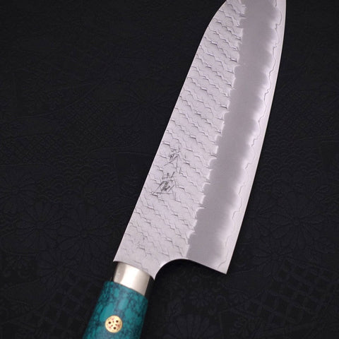 Santoku SG-2 Tsuchime Turquoise Green Handle 170mm-[Musashi]-[Japan-Küchenmesser]