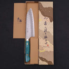 Santoku SG-2 Tsuchime Turquoise Green Handle 170mm-[Musashi]-[Japan-Küchenmesser]