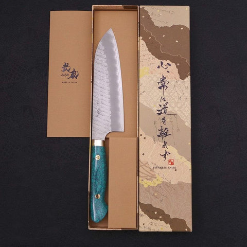 Santoku SG-2 Tsuchime Turquoise Green Handle 170mm-[Musashi]-[Japan-Küchenmesser]