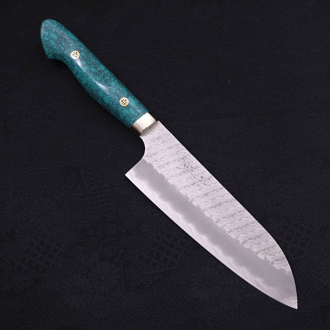 Santoku SG-2 Tsuchime Turquoise Green Handle 170mm-[Musashi]-[Japan-Küchenmesser]