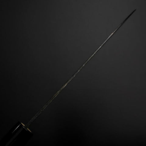Santoku SK-Stahl Kurouchi Kurigata Magnolienholz Griff 165mm-[Musashi]-[Japan-Küchenmesser]