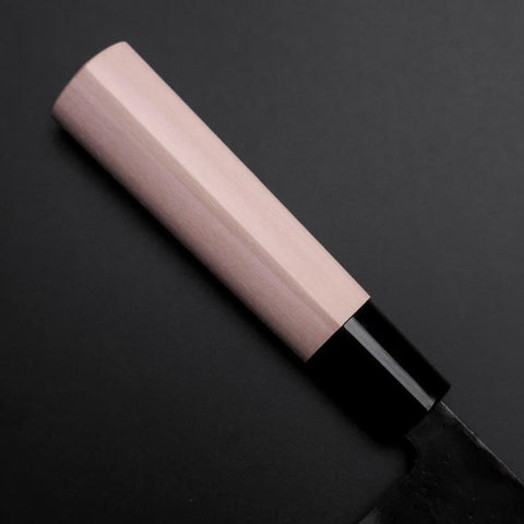 Santoku SK-Stahl Kurouchi Kurigata Magnolienholz Griff 165mm-[Musashi]-[Japan-Küchenmesser]
