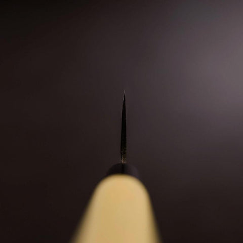 Santoku SK-Stahl Kurouchi Magnolienholz Griff 165mm-[Musashi]-[Japan-Küchenmesser]