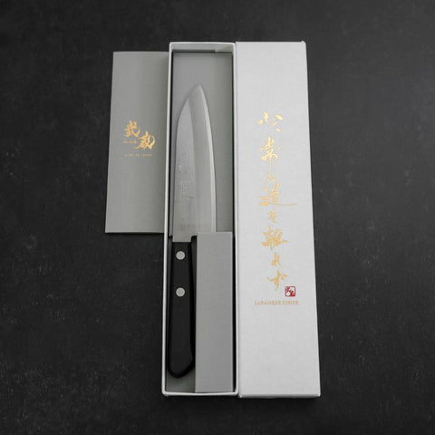 Santoku SK Steel Poliert Westlicher Schwarzer Griff 135mm-[Musashi]-[Japan-Küchenmesser]