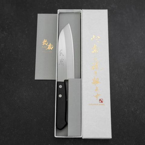 Santoku SKD12 Poliert Schwarzer Westlicher Griff 140mm-[Musashi]-[Japan-Küchenmesser]