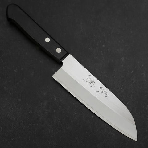Santoku SKD12 Poliert Schwarzer Westlicher Griff 140mm-[Musashi]-[Japan-Küchenmesser]