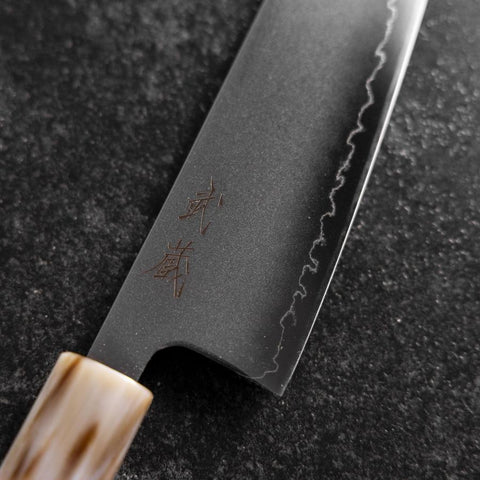Santoku SLD Kagami Dunkelrosa-Rosa Büffelhorn und Ahornholz Griff 170mm-[Musashi]-[Japan-Küchenmesser]