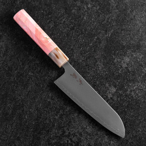 Santoku SLD Kagami Dunkelrosa-Rosa Büffelhorn und Ahornholz Griff 170mm-[Musashi]-[Japan-Küchenmesser]