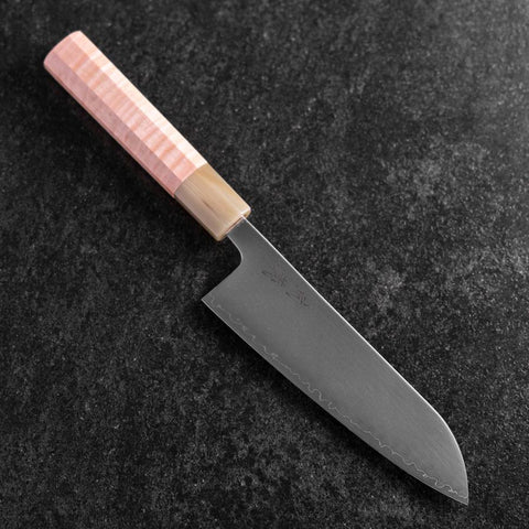 Santoku SLD Kagami Hell-Rosa Büffelhorn und Ahornholz Griff 170mm-[Musashi]-[Japan-Küchenmesser]