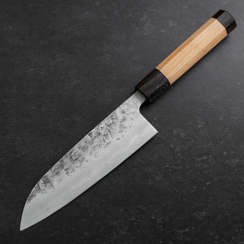 Santoku SLD Nashiji Washi Doppel-Kappe Kirschholz Griff 165mm-[Musashi]-[Japan-Küchenmesser]