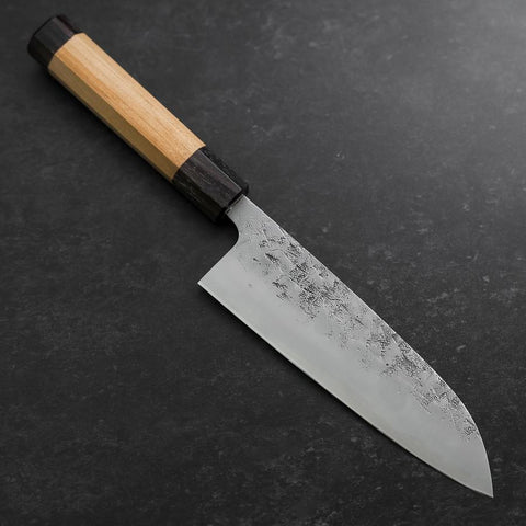 Santoku SLD Nashiji Washi Double Shitan Capped Cherry Handle 165mm (6.5”)-[Musashi]-[Japan-Küchenmesser]