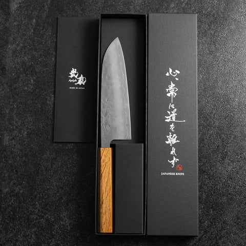 Santoku SLD Nashiji Washi Eichenholz Griff 165mm-[Musashi]-[Japan-Küchenmesser]
