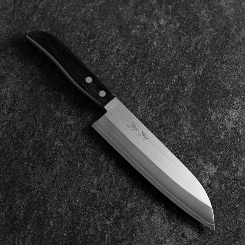 Santoku SLD Poliert Schwarzer Westlicher Griff 165mm (Tsuba Nashi)-[Musashi]-[Japan-Küchenmesser]