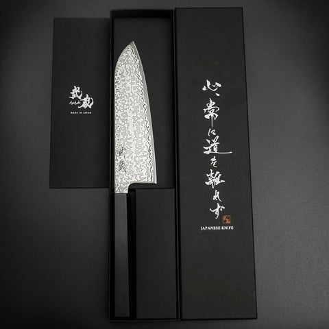 Santoku SLD Schwarzer Damast Ebenholz Griff 170mm-[Musashi]-[Japan-Küchenmesser]