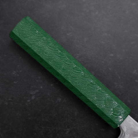 Santoku SLD Wellen-Nickel-Damast Grüner Urushi-Griff 165mm-[Musashi]-[Japan-Küchenmesser]