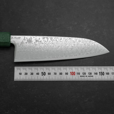 Santoku SLD Wellen-Nickel-Damast Grüner Urushi-Griff 165mm-[Musashi]-[Japan-Küchenmesser]