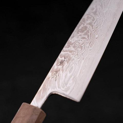 Santoku SLD, Wellen-Nickel Damast Urushi Griff in Weiß, 165mm-[Musashi]-[Japan-Küchenmesser]