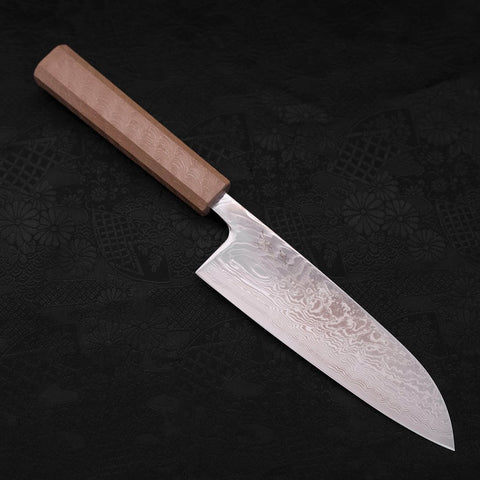 Santoku SLD, Wellen-Nickel Damast Urushi Griff in Weiß, 165mm-[Musashi]-[Japan-Küchenmesser]