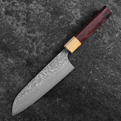 Santoku SPG-Strix Damascus Shitan Handle 165mm (6.5”)-[Musashi]-[Japanese-Kitchen-Knives]