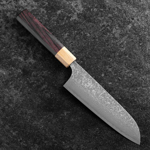 Santoku SPG-Strix Damascus Shitan Handle 165mm (6.5”)-[Musashi]-[Japanese-Kitchen-Knives]