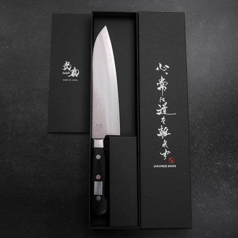 Santoku Schweden-Stahl Poliert Schwarzer Westlicher Griff 180mm-[Musashi]-[Japan-Küchenmesser]