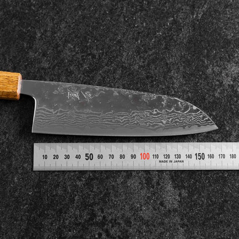 Santoku Schwedenstahl Kagami Nashiji Washi Damast Yaki Urushi Griff 165mm-[Musashi]-[Japan-Küchenmesser]