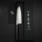 Santoku Schwedenstahl Nashiji Washi Damast Dunkelbauer Urushi Griff 165mm-[Musashi]-[Japan-Küchenmesser]