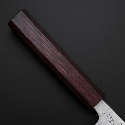 Santoku Schweden-Stahl Nashiji Washi Damast Lila Urushi Griff 165mm-[Musashi]-[Japan-Küchenmesser]