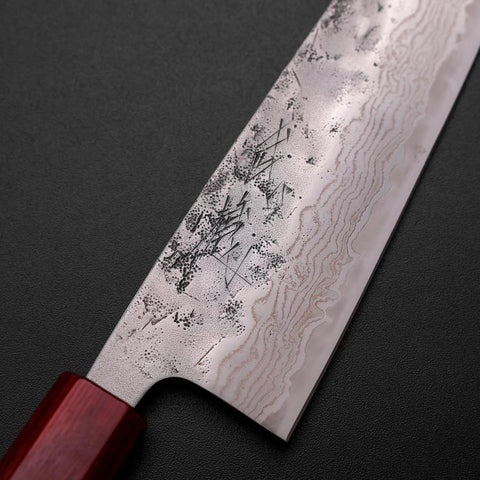 Santoku Schwedenstahl Nashiji Washi Damast Walnussholz Griff 165mm-[Musashi]-[Japan-Küchenmesser]