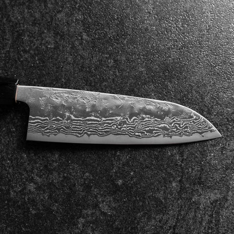 Santoku Schwedenstahl Nashiji Washi Damast Walnussholz Griff 165mm-[Musashi]-[Japan-Küchenmesser]