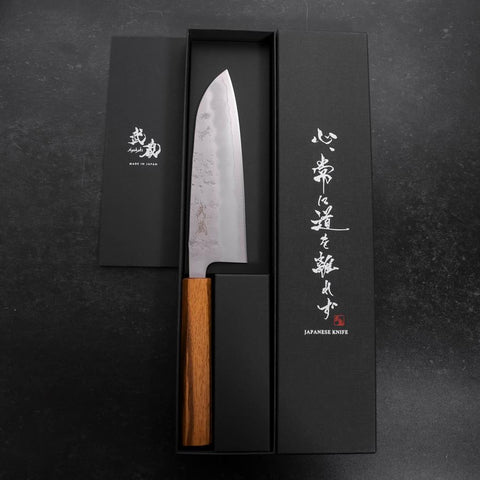 Santoku Schwedenstahl Nashiji Washi Eichenholz Griff 165mm-[Musashi]-[Japan-Küchenmesser]