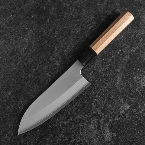 Santoku Silver Steel #3 Kasumi Büffelhorn und Walnussholz Griff 165mm-[Musashi]-[Japan-Küchenmesser]