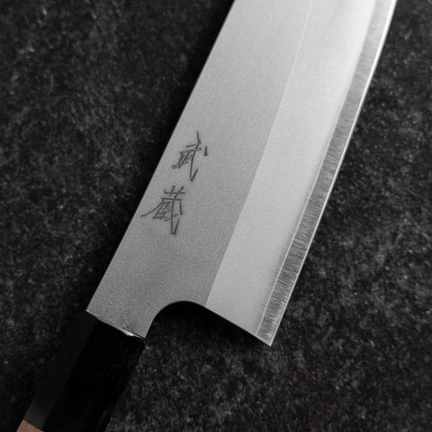 Santoku Silver Steel #3 Kasumi Büffelhorn und Walnussholz Griff 165mm-[Musashi]-[Japan-Küchenmesser]