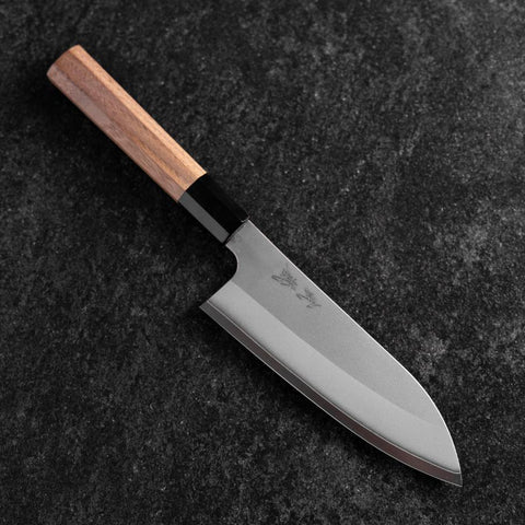 Santoku Silver Steel #3 Kasumi Büffelhorn und Walnussholz Griff 165mm-[Musashi]-[Japan-Küchenmesser]