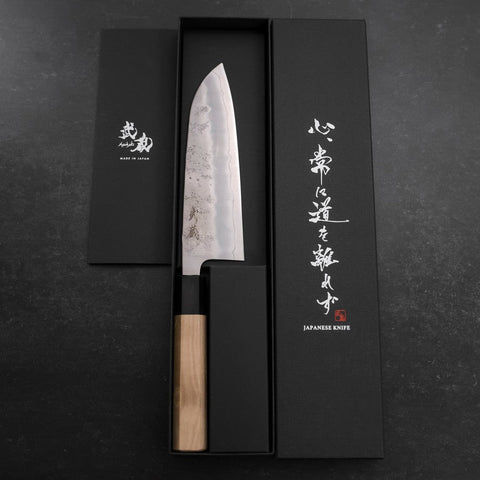 Santoku Silver Steel #3 Nashiji Büffelhorn und Magnolienholz Griff 165mm-[Musashi]-[Japan-Küchenmesser]