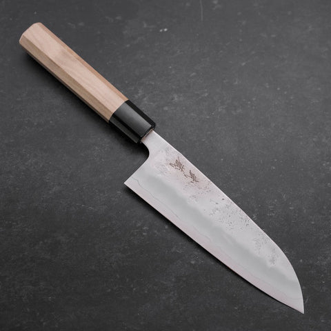 Santoku Silver Steel #3 Nashiji Büffelhorn und Magnolienholz Griff 165mm-[Musashi]-[Japan-Küchenmesser]