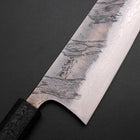 Santoku Silver Steel #3 Nashiji Damast Schwarzer Ishime Urushi Griff 165mm-[Musashi]-[Japan-Küchenmesser]