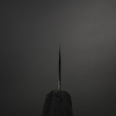Santoku Silver Steel #3 Nashiji Damast Schwarzer Ishime Urushi Griff 165mm-[Musashi]-[Japan-Küchenmesser]