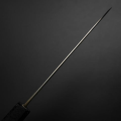 Santoku Silver Steel #3 Nashiji Damast Schwarzer Ishime Urushi Griff 165mm-[Musashi]-[Japan-Küchenmesser]