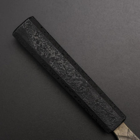 Santoku Silver Steel #3 Nashiji Damast Schwarzer Ishime Urushi Griff 165mm-[Musashi]-[Japan-Küchenmesser]